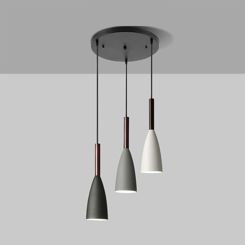 Bright 3-Light Pendant With Metal Shade And Adjustable Cord