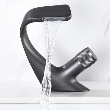 Contemporary Waterfall Bathroom Faucet in Solid Brass