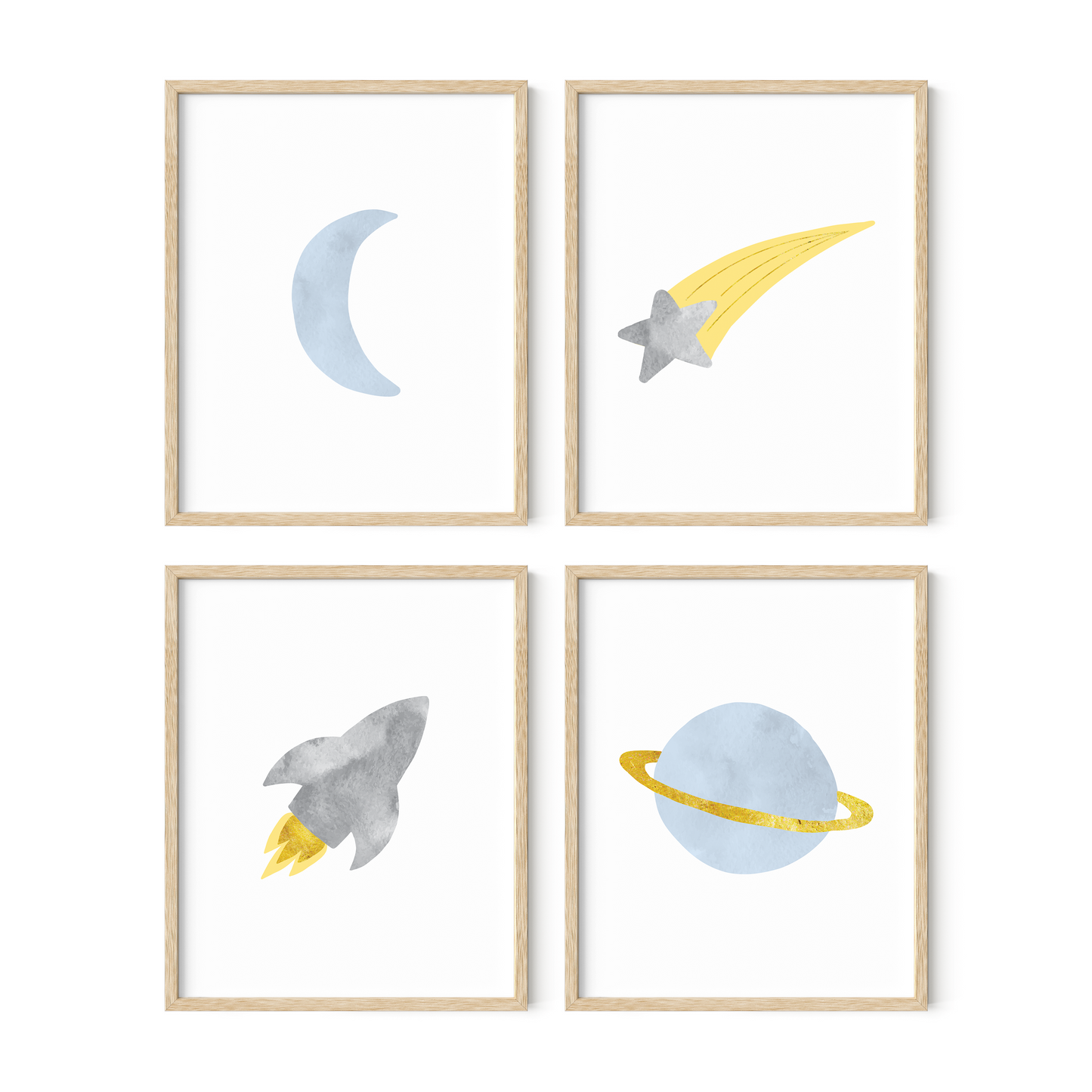 Colorful Galaxy Wall Art Set of 4 Prints