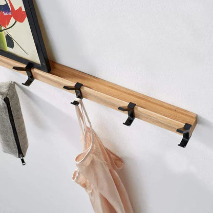 Compact Wooden Wall Hook Rack Modern Space Saver
