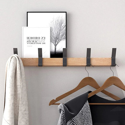 Compact Wooden Wall Hook Rack Modern Space Saver