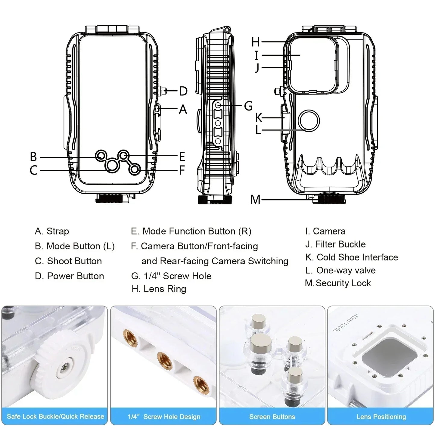 Durable 40M Waterproof iPhone Protective Case