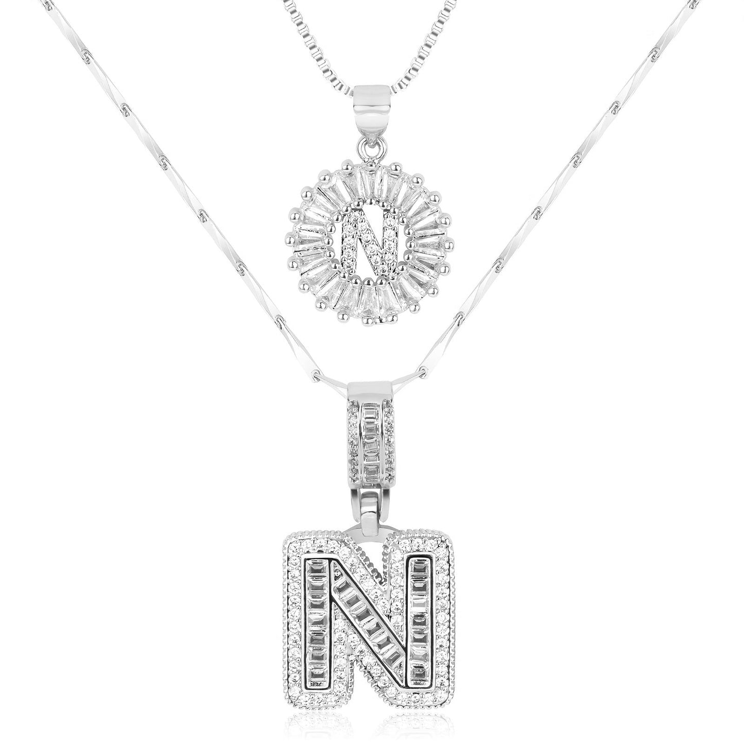 Custom 14k Gold Letter Diamond Necklaces