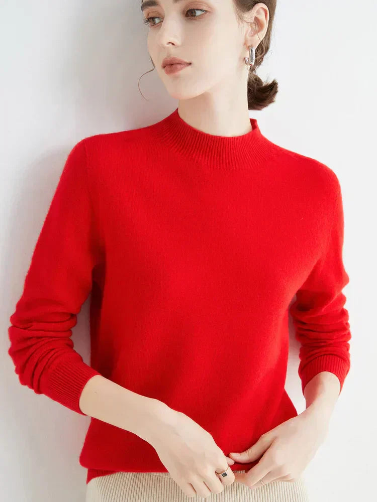 Cozy Crew Neck Wool Sweater for Women