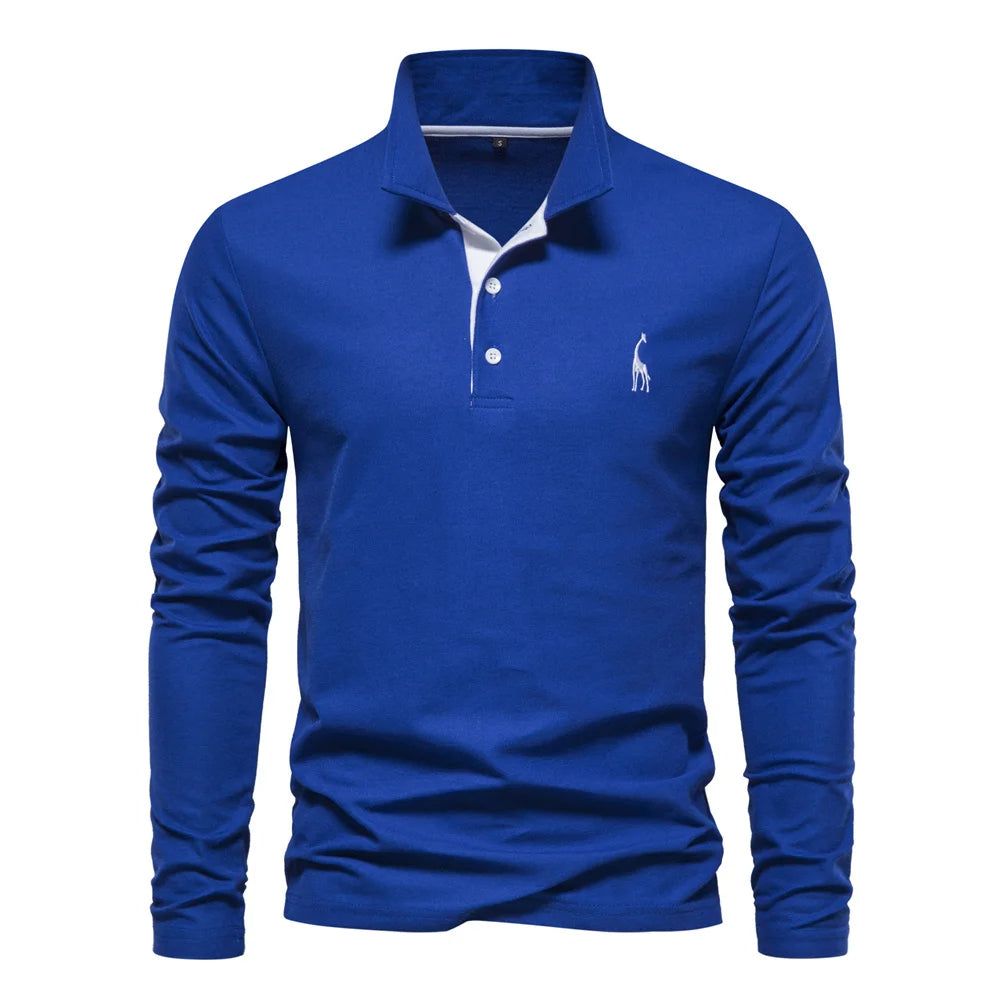 Comfortable Mens Long Sleeve Polo Shirt - Relaxed Fit Cotton