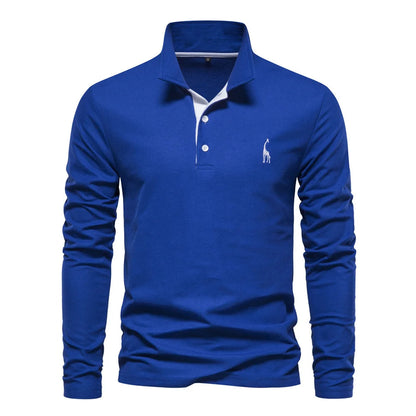Comfortable Mens Long Sleeve Polo Shirt - Relaxed Fit Cotton