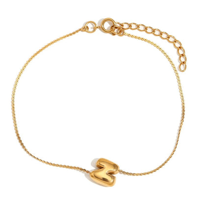 Dainty Personalized Letter Charm Bangle