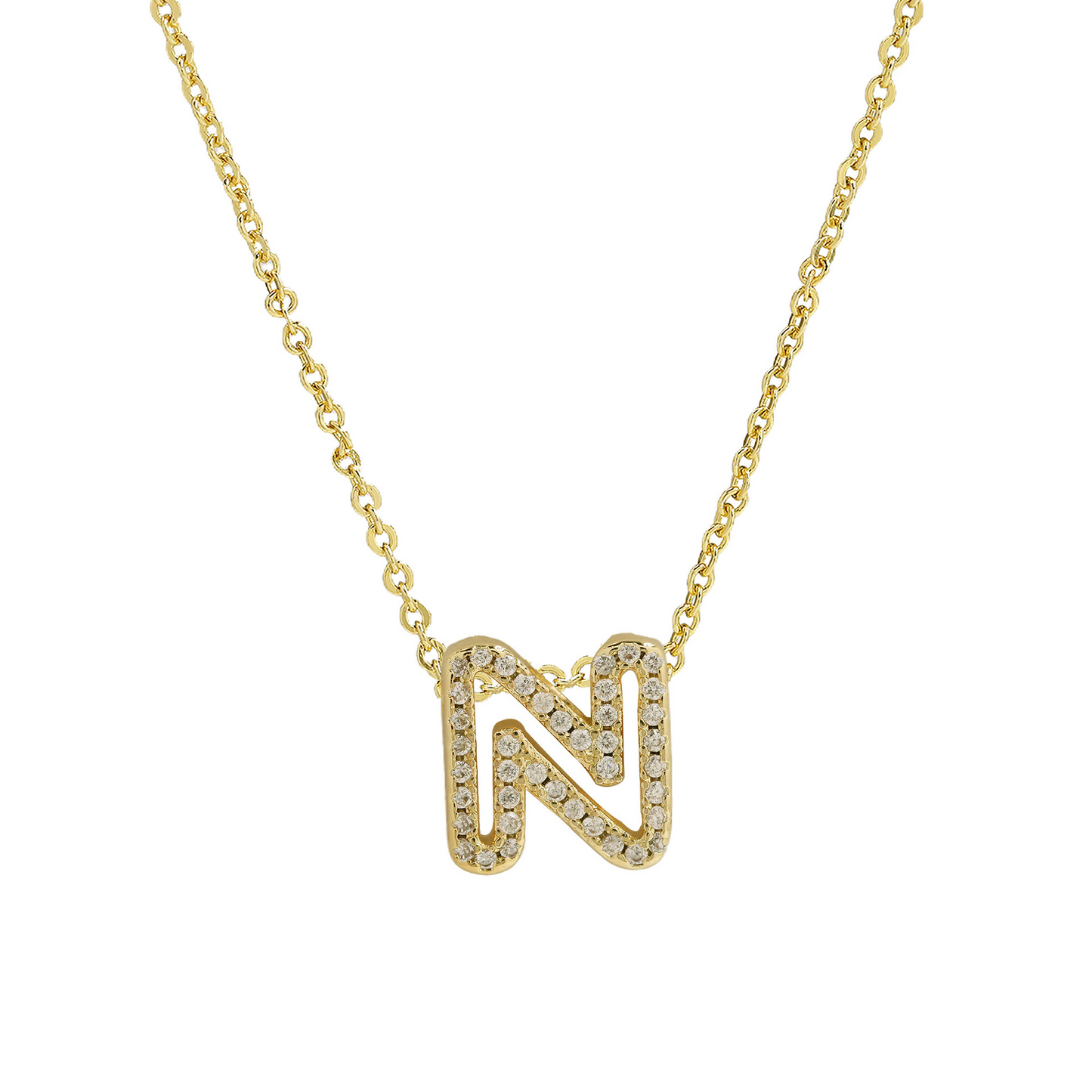 Shining Monogram Diamond Pendant Necklace