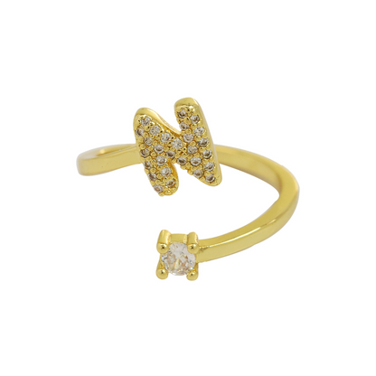 Elegant Glitter Initial Diamond Ring