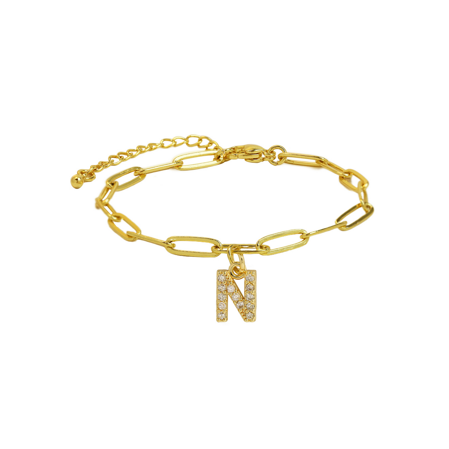 Dainty Monogram Paperclip Chain Bracelet
