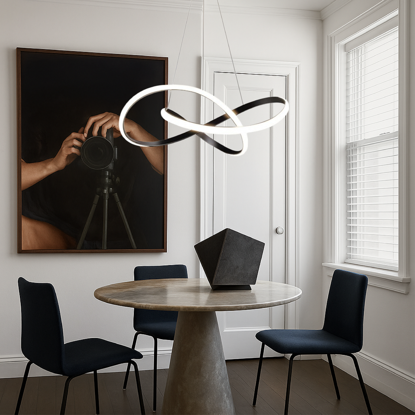 Modern Black Metal Drop Light Pendant