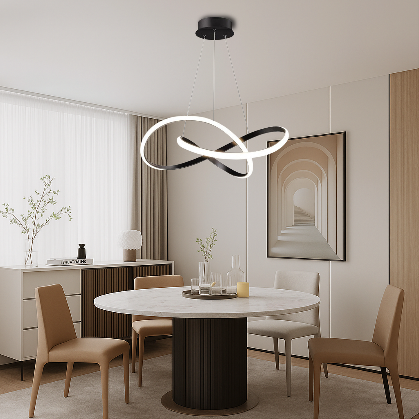 Modern Black Metal Drop Light Pendant