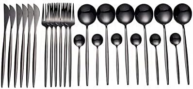 Napoli | Luxury Contemporary Black Metal Dinner Cutlery Set - Luxicro