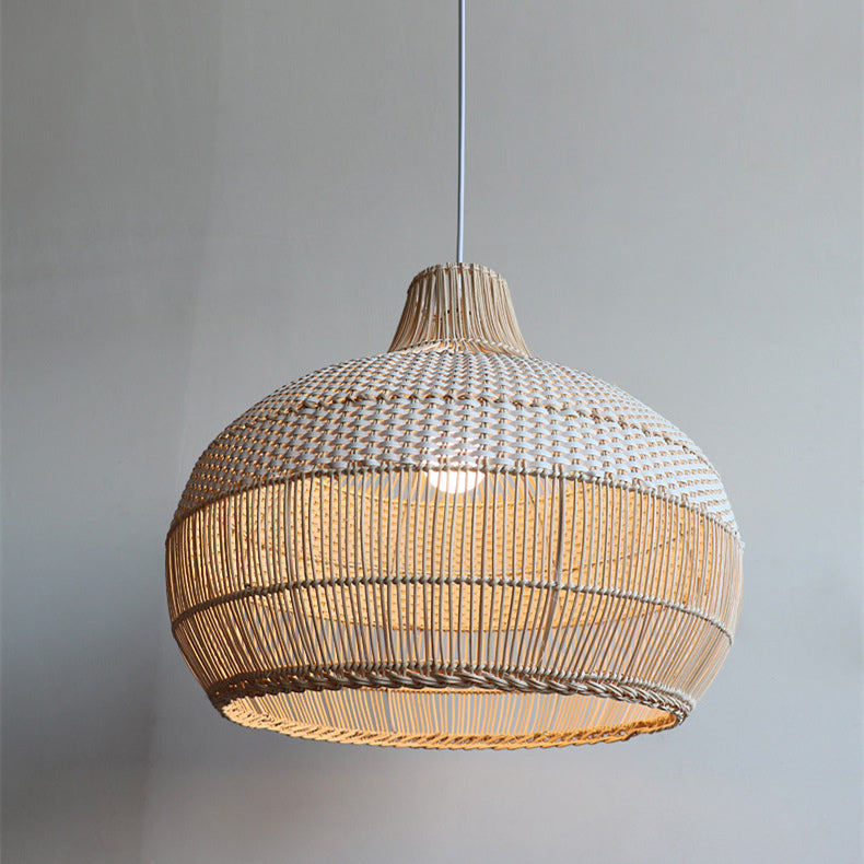 Woven Rattan Hanging Lamp Natural Light Fixture - Luxicro
