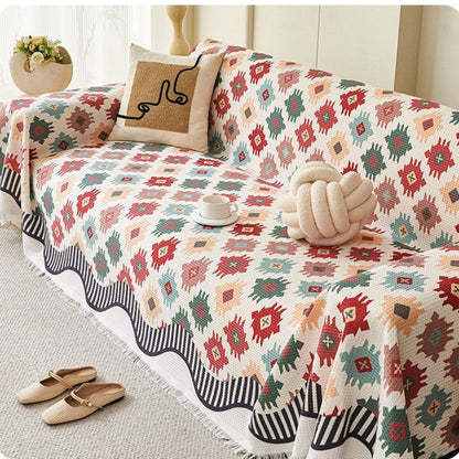 Bohemian Style Geometric Couch Throw Cover
