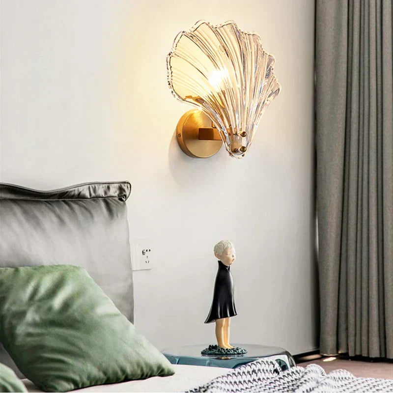Beachy Seashell Glass Wall Light with Soft Glow