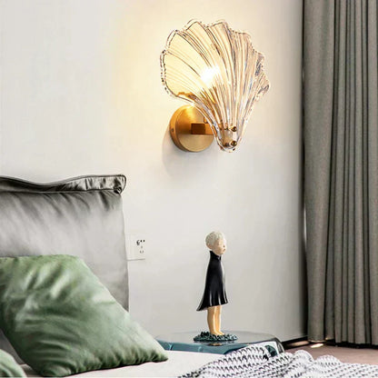 Beachy Seashell Glass Wall Light with Soft Glow