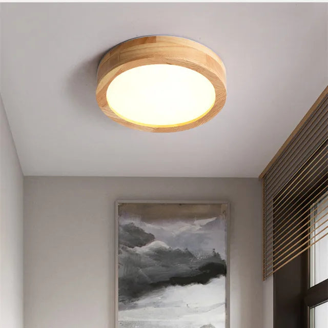 Rustic Wooden Circle Ceiling Light