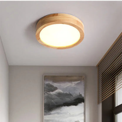 Rustic Wooden Circle Ceiling Light