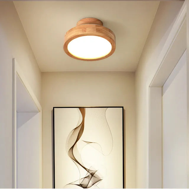 Rustic Wooden Circle Ceiling Light - Luxicro