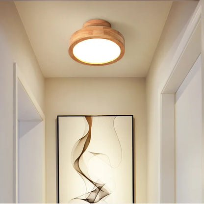 Rustic Wooden Circle Ceiling Light - Luxicro