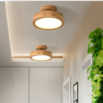 Rustic Wooden Circle Ceiling Light