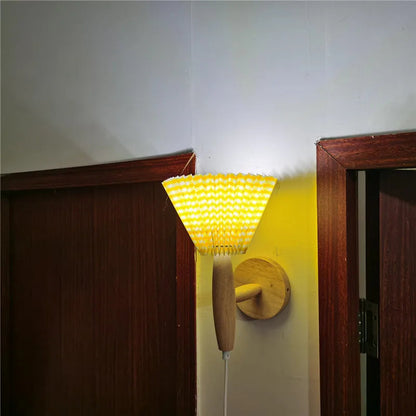Rustic Wooden Wall Light with Soft Shade