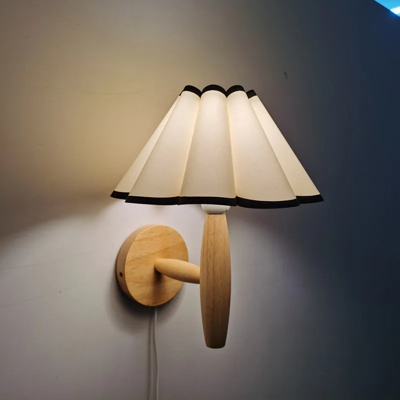 Rustic Wooden Wall Light with Soft Shade - Luxicro