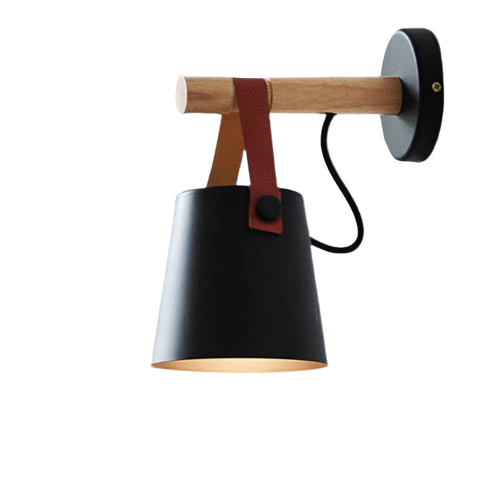 Rustic Wooden Wall Lamp with Leather Detailing - Luxicro