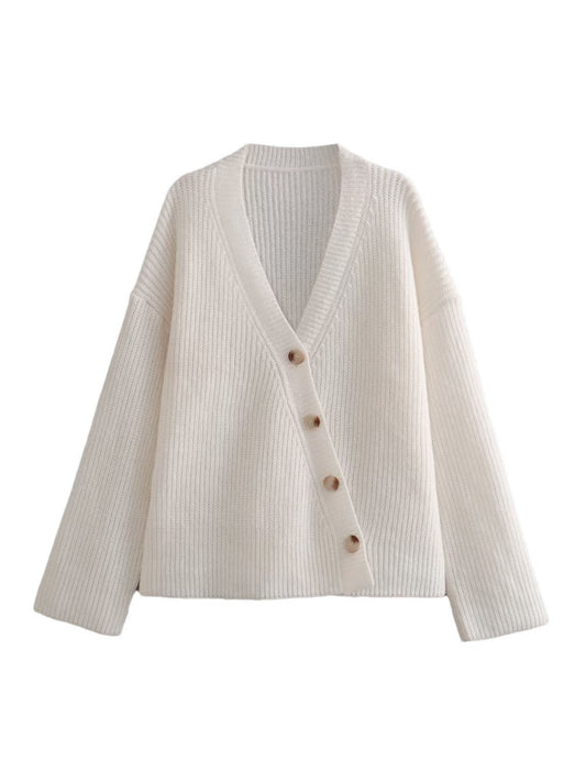 Cozy Female Open Neck Sweater - Textured Knit Cardigan - Luxicro