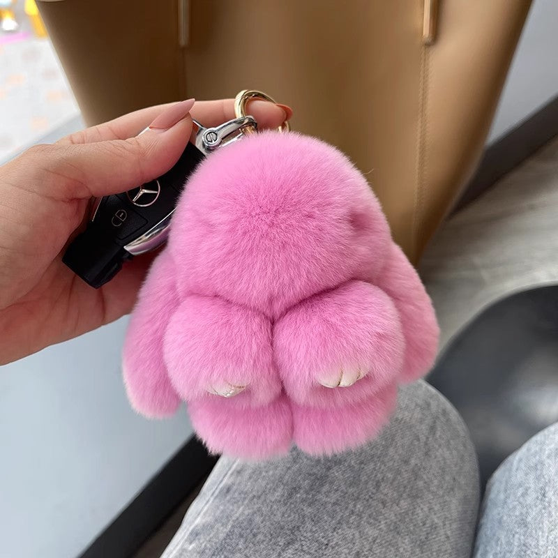 Cute Bunny Pom Pom Keychain Set