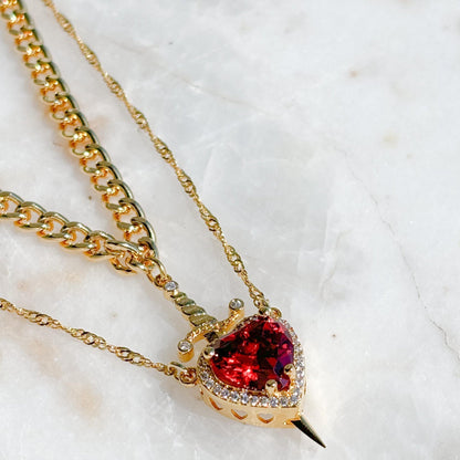 Couple's Heart Shaped Pendant Necklace Set