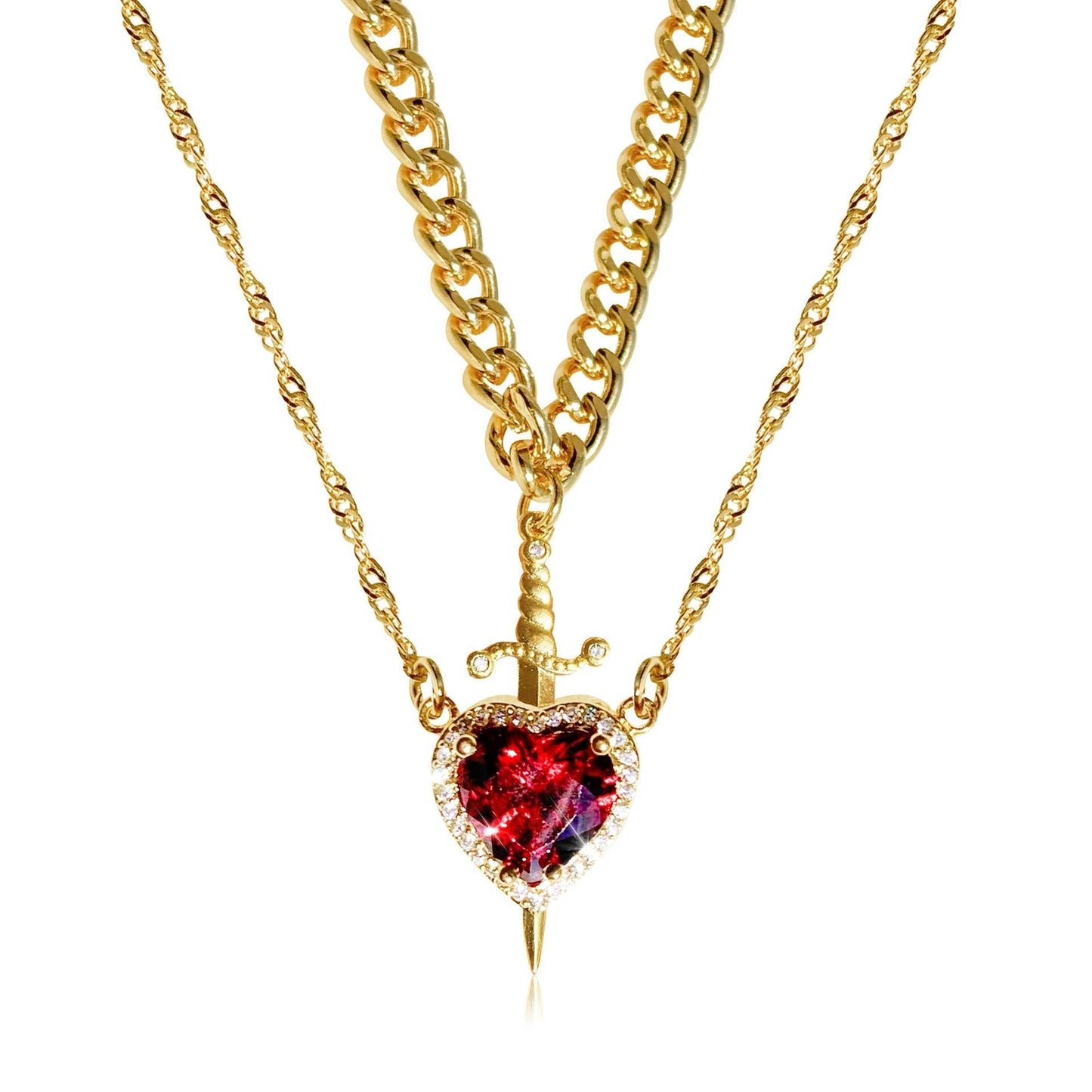 Couple's Heart Shaped Pendant Necklace Set - Luxicro