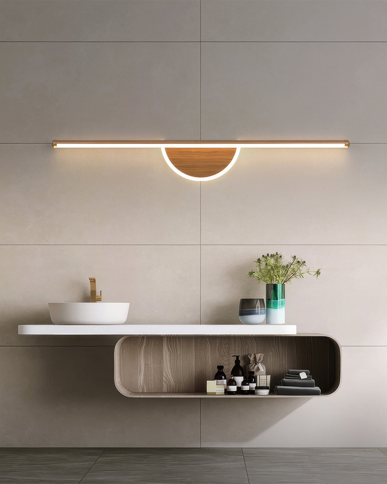 Contemporary Curved Wood Wall Light