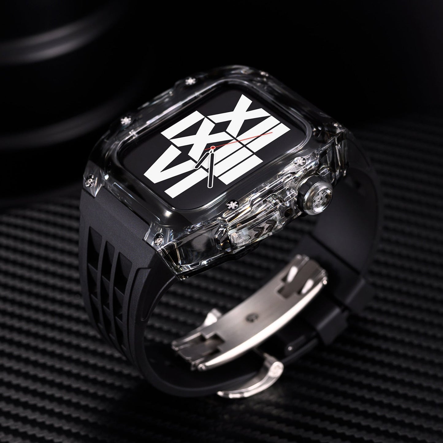 Black Rubber Strap Kit For Apple Watch