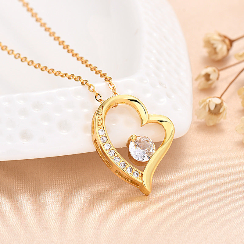 Pretty Heart Diamond Solitaire Pendant Necklace