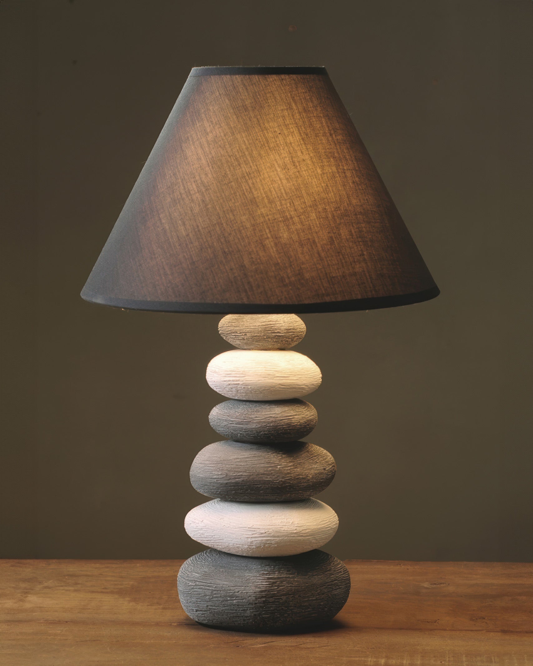 Soft Fabric Table Lamp with Natural Stone Base - Luxicro
