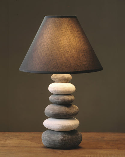 Soft Fabric Table Lamp with Natural Stone Base - Luxicro