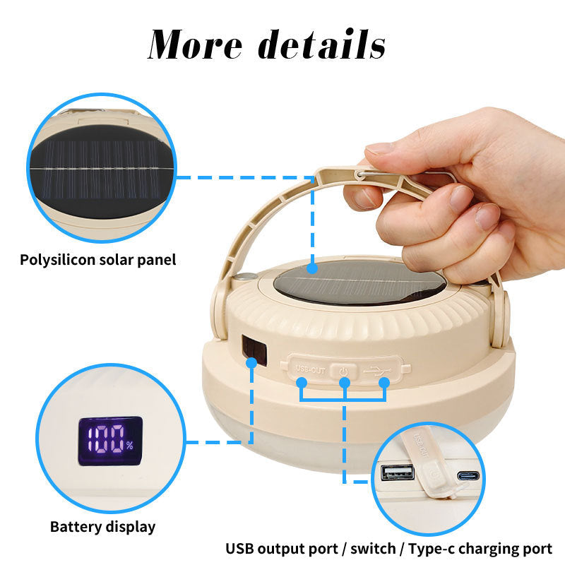 Compact Waterproof Solar LED Camping Light