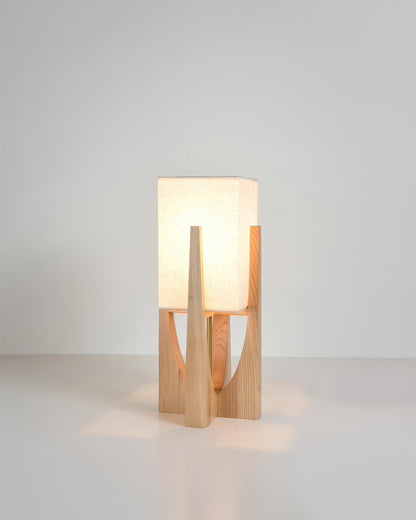 Simple Japanese Style Walnut Floor Lamp With Brass Details