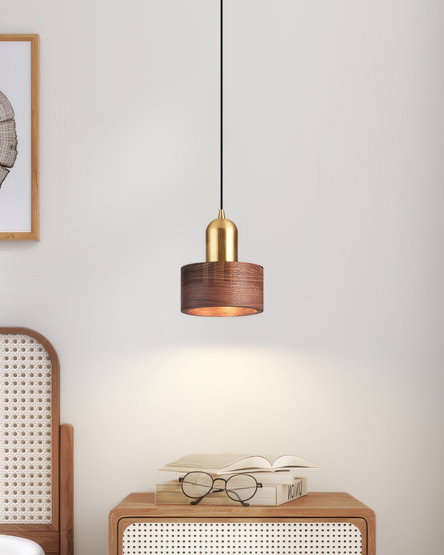 Asian Inspired Hanging Cylinder Pendant Lamp