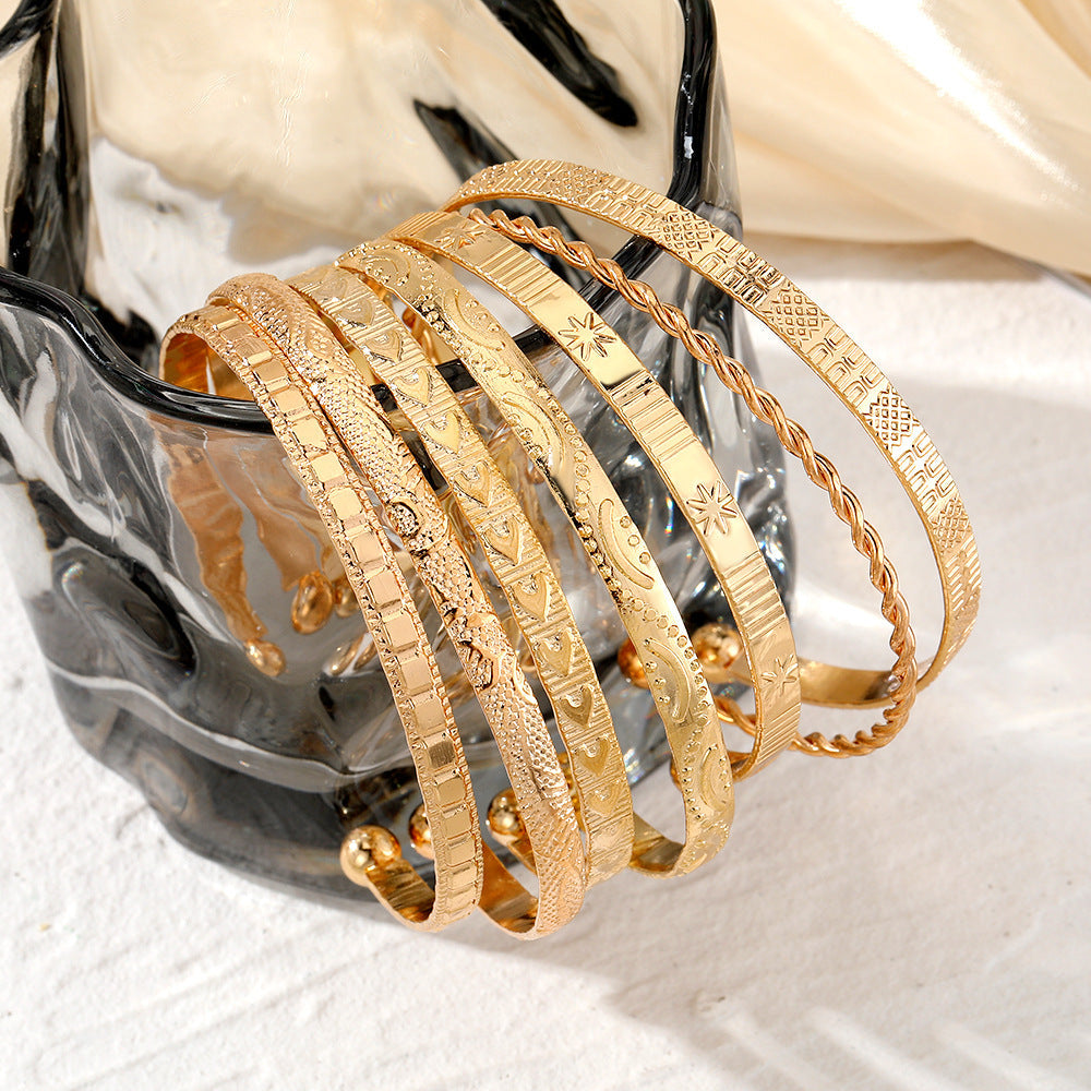 Edgy Multi Tone Statement Cuff Set
