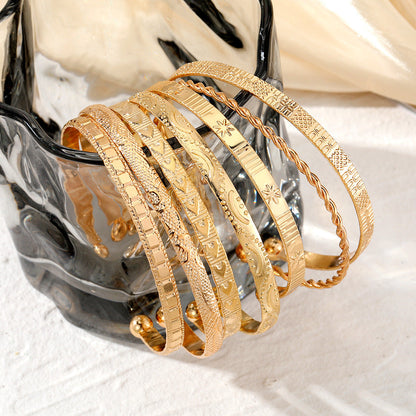 Edgy Multi Tone Statement Cuff Set
