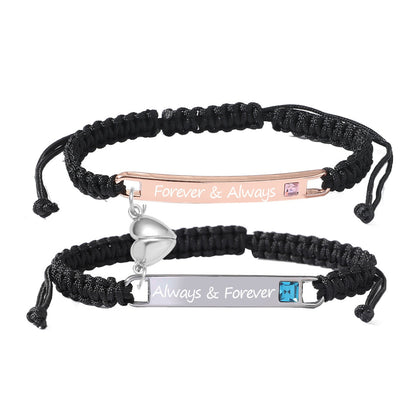 Personalized Love Heart Magnetic Charm Bangle Set
