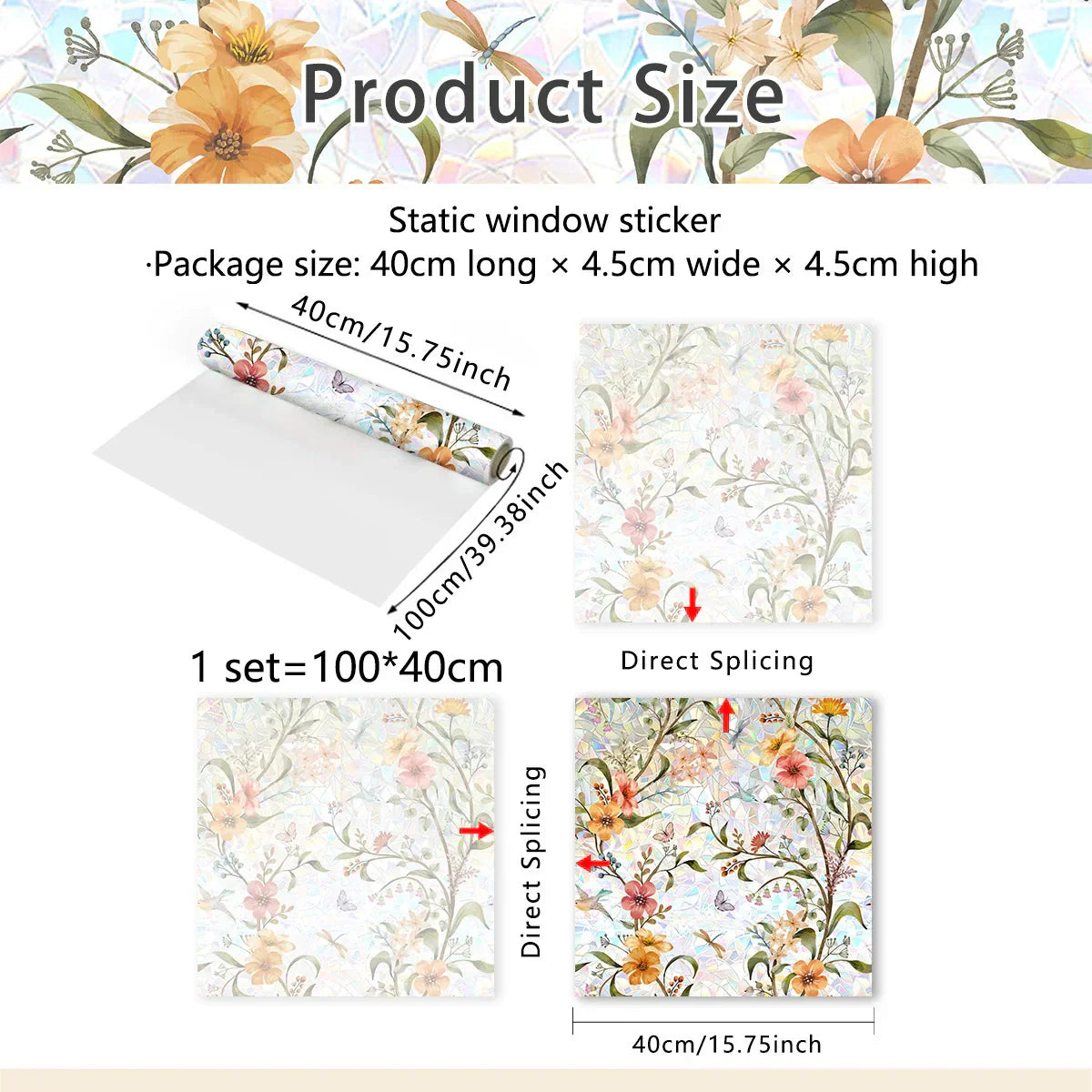 Colorful Floral Static Window Sticker