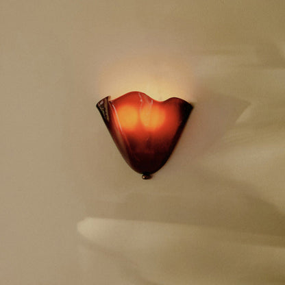 Vintage Glass Wall Lamp with Floral Shade