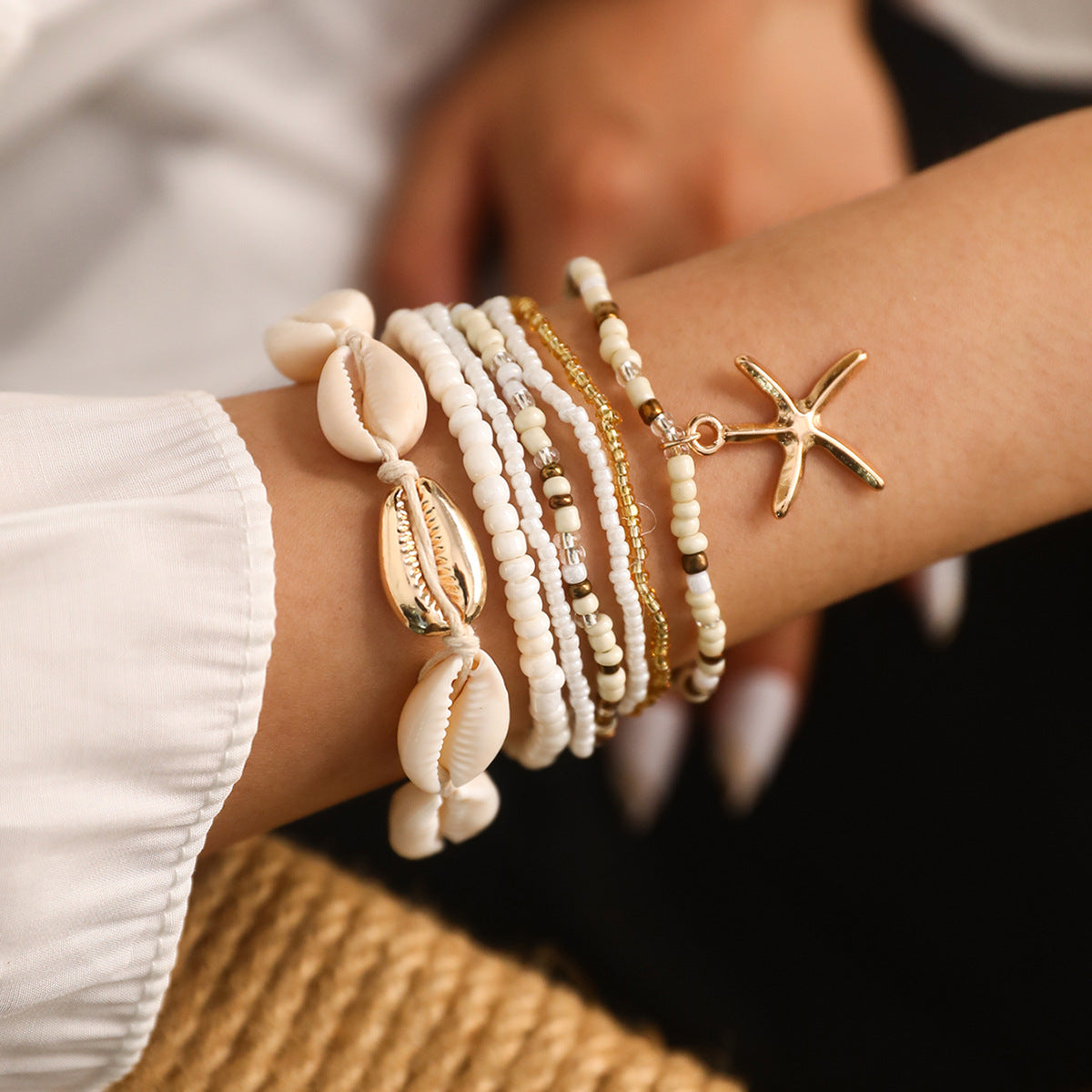 Trendy Coastal 7 Piece Charm Bracelet Set - Luxicro