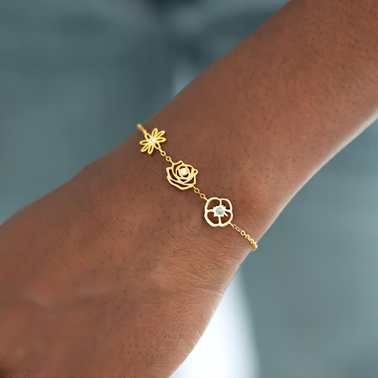 Dainty Astrology Gemstone Charm Bracelet