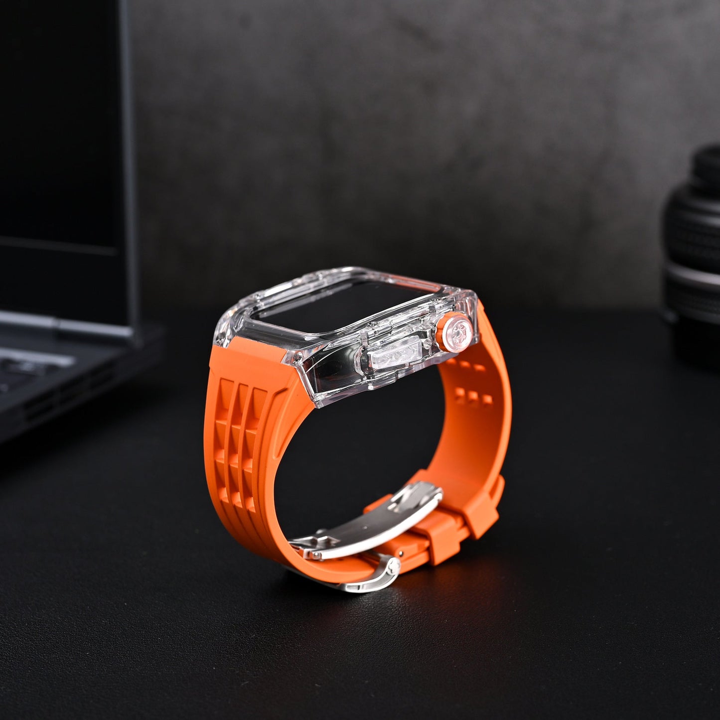 Black Rubber Strap Kit For Apple Watch