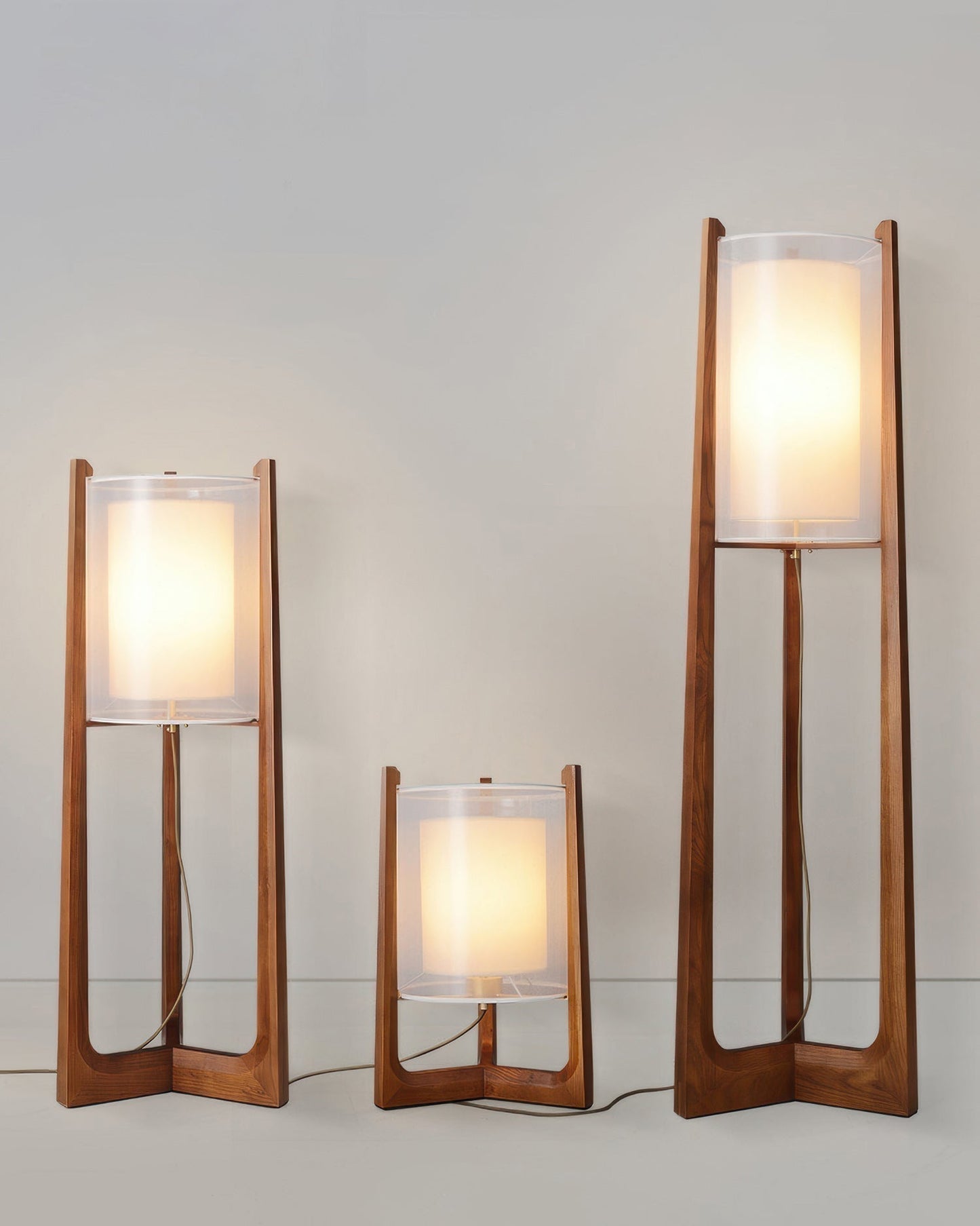 Natural Wood Floor Lamp With Linen Shade Minimalist Style - Luxicro
